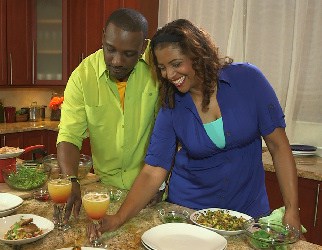 Hugh 'Chef Irie' Sinclair and Cynthia 'Chef Thia' Verna plating a meal (Taste the Islands Episode 208 - Pineapple Expressed)