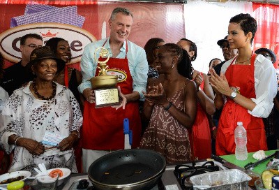 NY Mayor de Blasio ready to compete at the 7th Annual Grace Jamaican Jerk Festival