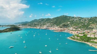 Charlotte Amalie Harbor in St. Thomas at hotbed for Airbnb