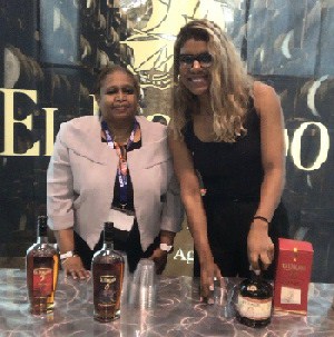 GACC Secretary Melinda Gordon and DDL’s Ms. Singh at the tasting of Guyana’s award winning El Dorado rums at Florida International Trade Conference & Expo