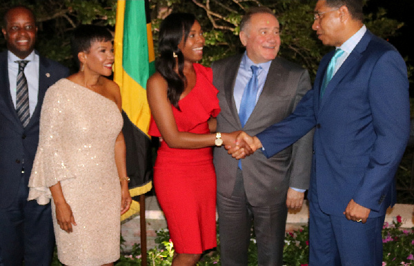 Dr. Wayne Frederick, Ambassador Audrey Marks, Narica Clark and Prime Minister of Jamaica Andrew Holness