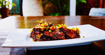 Cocoa wings with Chairman’s Reserve’s Rum fruit salsa, by TASC Culinary Ambassador Chef Orlando Satchell - St. Lucia 