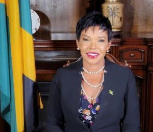 Jamaica Ambassador Audrey Marks celebrating Jamaica's Independence