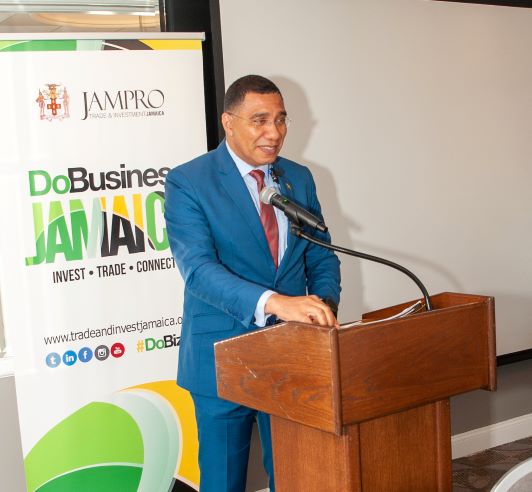 Prime Minister of Jamaica, The Most Honourable Andrew Holness, at the Do Business Jamaica luncheon 