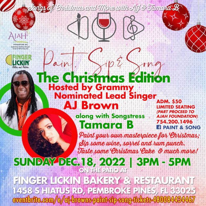 Paint, Sip & Song The Christmas Edition with AJ Brown and Tamara B