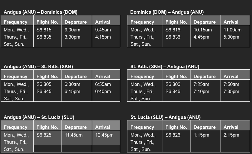 Sunrise Airways  Antigua Dominica St. Kitts  St. Lucia