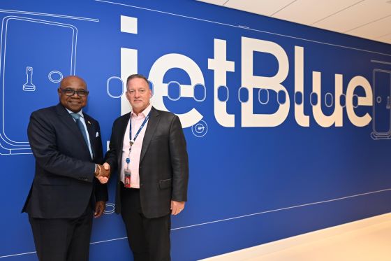 JetBlue Confirms High Demand for Jamaica Tourism Hon Edmund Bartlett (L) with Dave Jehn