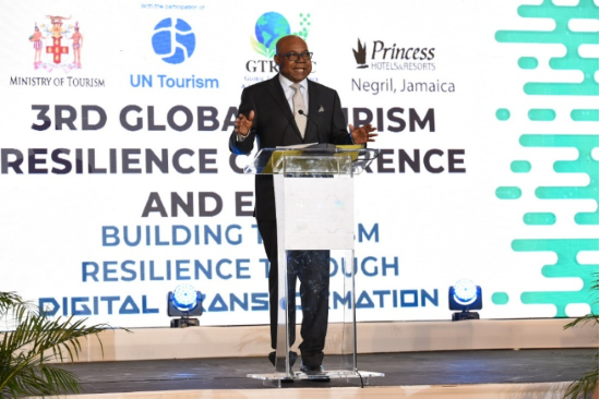 Minister of Tourism, Hon Edmund Bartlett gives the main address at the 3rd Global Tourism Resilience Conference