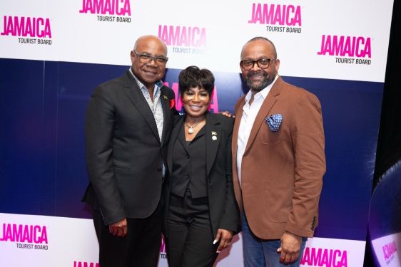 Jamaica’s Minister of Tourism, Hon. Edmund Bartlett; Consul General of Jamaica, New York, Alsion Wilson Roach; and Jamaica’s Director of Tourism, Donovan White, at the Hard Rock Hotel New York 