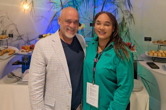Jamaica Tourist Board District Sales Manager, Northeast USA Victoria Harper; Robyn Russell, Outgoing President, Jamaica Hotel and Tourist Association (JHTA)