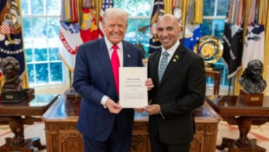 President Donald Trump and Jamaica’s Ambassador to the United States, His Excellency Major General (Ret’d) Antony Anderson