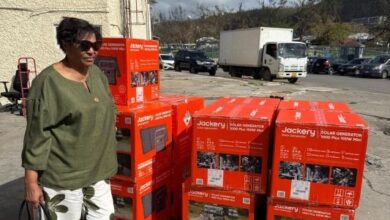 Dr. Beverly Nichols providing relief supplies